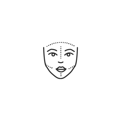 Icono de cirugía estética facial sencillo en líneas negras.