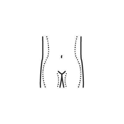 Icono de cirugía estéticacorporal y liposucción sencillo en líneas negras.