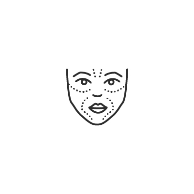 Icono de cirugía estética facial reconstructiva sencillo en líneas negras.