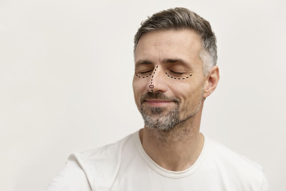 hombre preparandose cirugia blefaroplastia