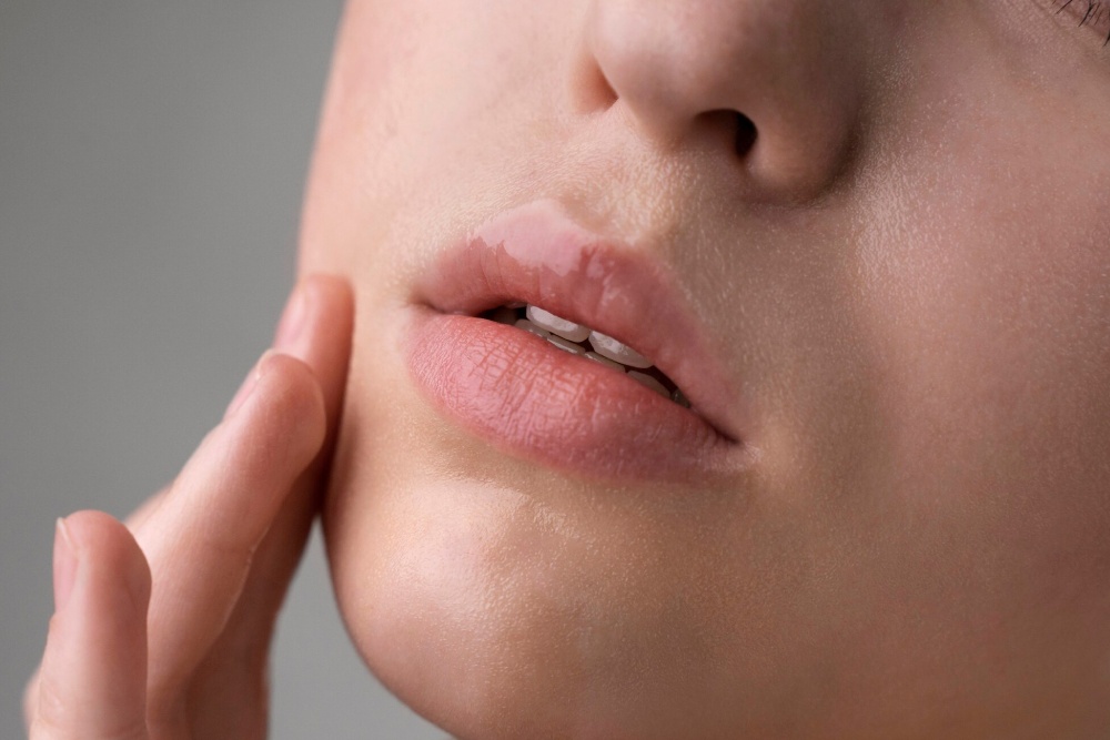 labios de mujer humedecidos